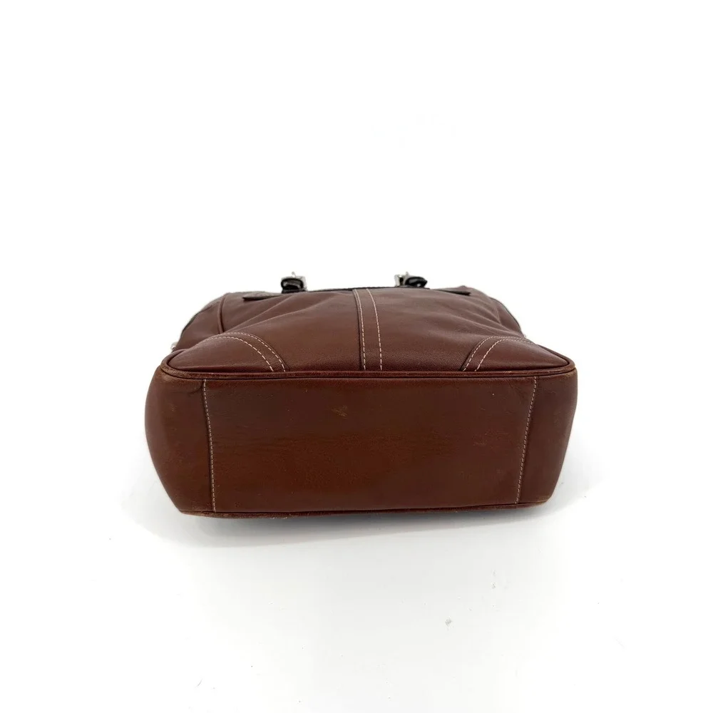 Coach Brown Leather Tote Bag F11396 Vintage Shoulder Bag Purse Silver Hardware - Picture 9 of 15